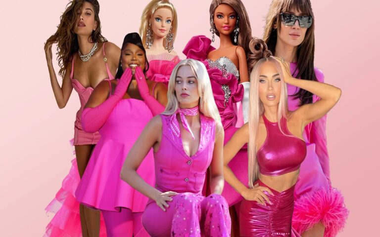 Celebridades posando con vestidos color rosa Barbiecore