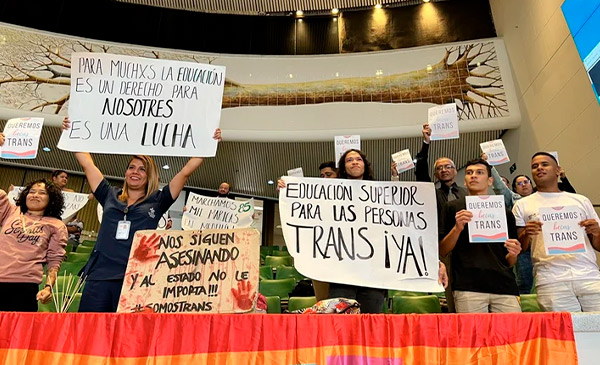 Pancartas sobre educación trans