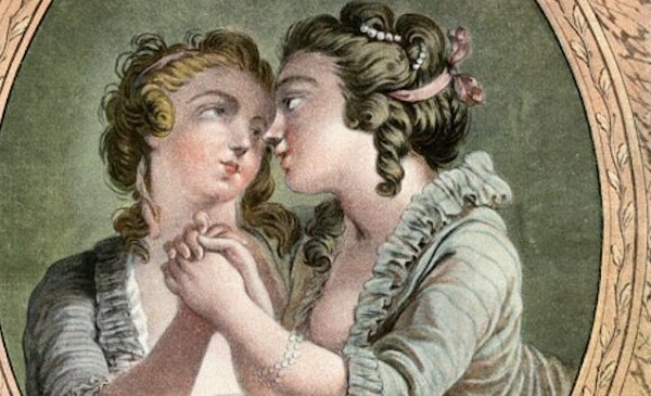 un cuadro de dos mujeres agarradas de la mano