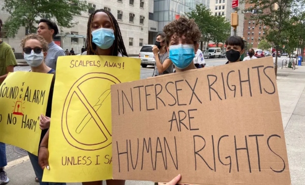 Personas en una marcha intersexual