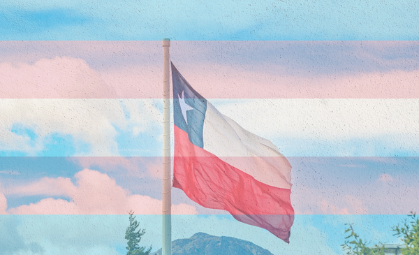 Bandera trans sobre bandera de Chile 